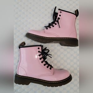 Kids' patent leather light pink Doc Martin boots